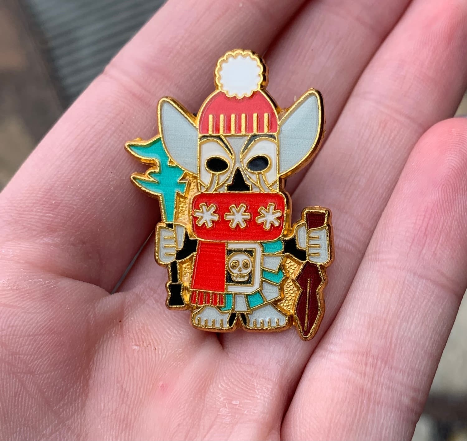 Stylized Skeletal Winter Warrior Pin
