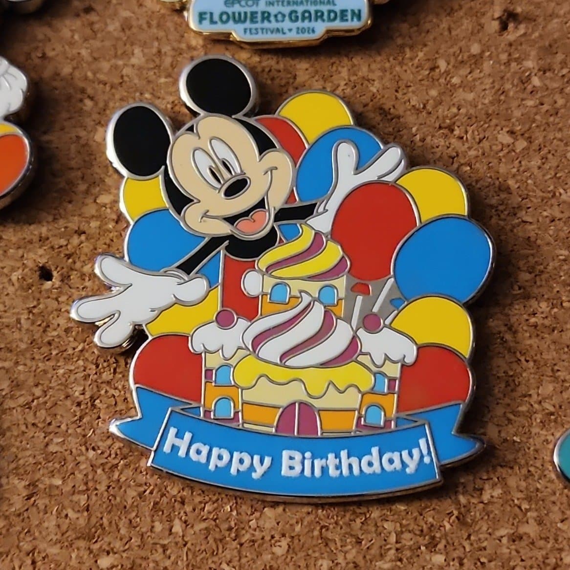 Happy Birthday - Mickey with Castle Cake and Balloons