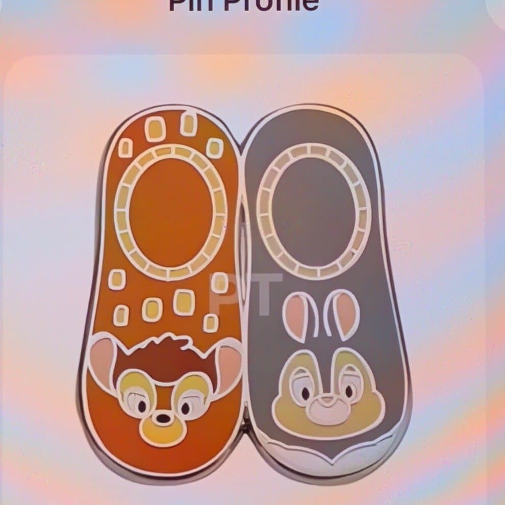 Bambi and Chip Slipper Pin front