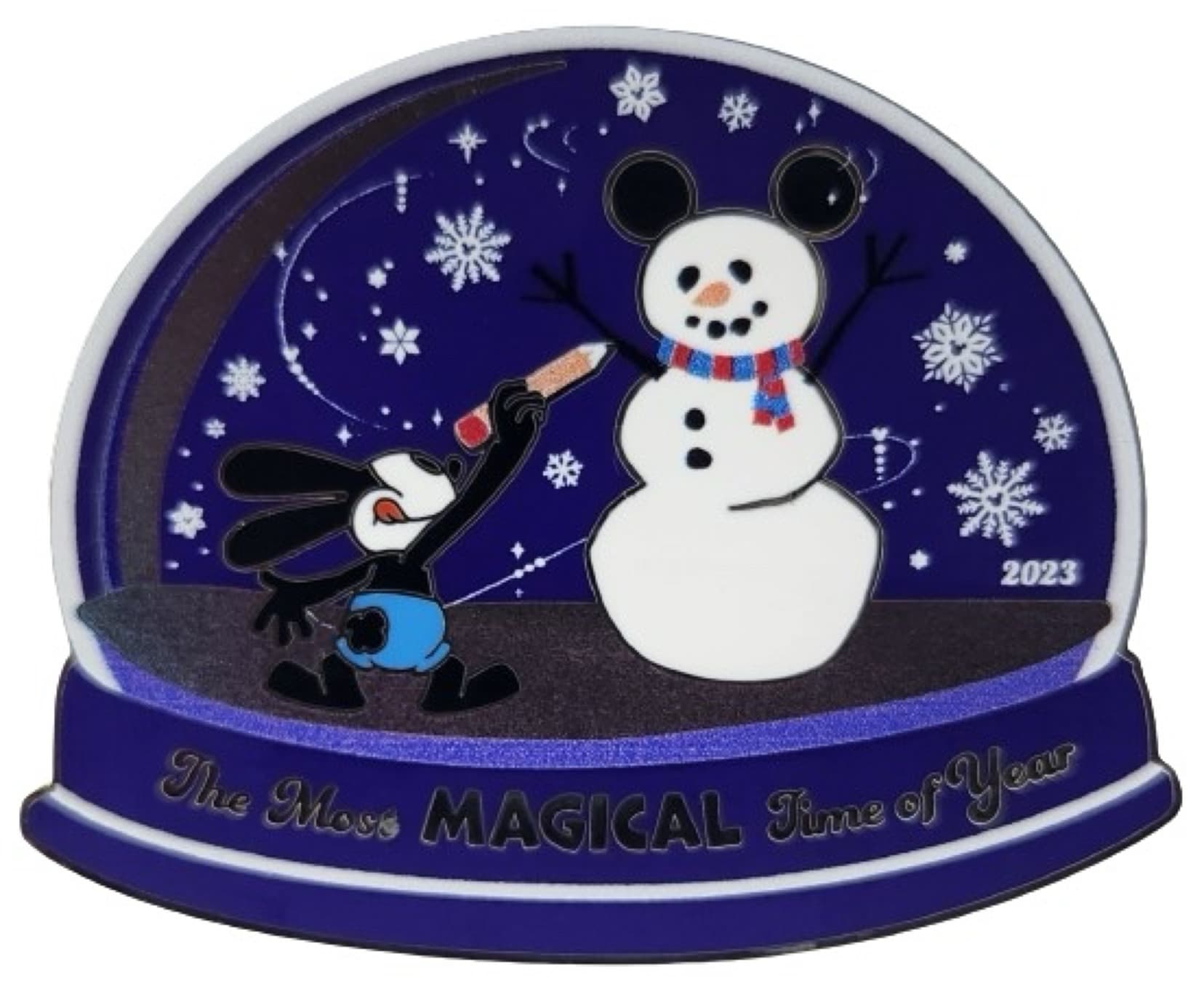 Oswald the Lucky Rabbit Drawing Snowman Snow Globe - The Most Magical Time of Year 2023