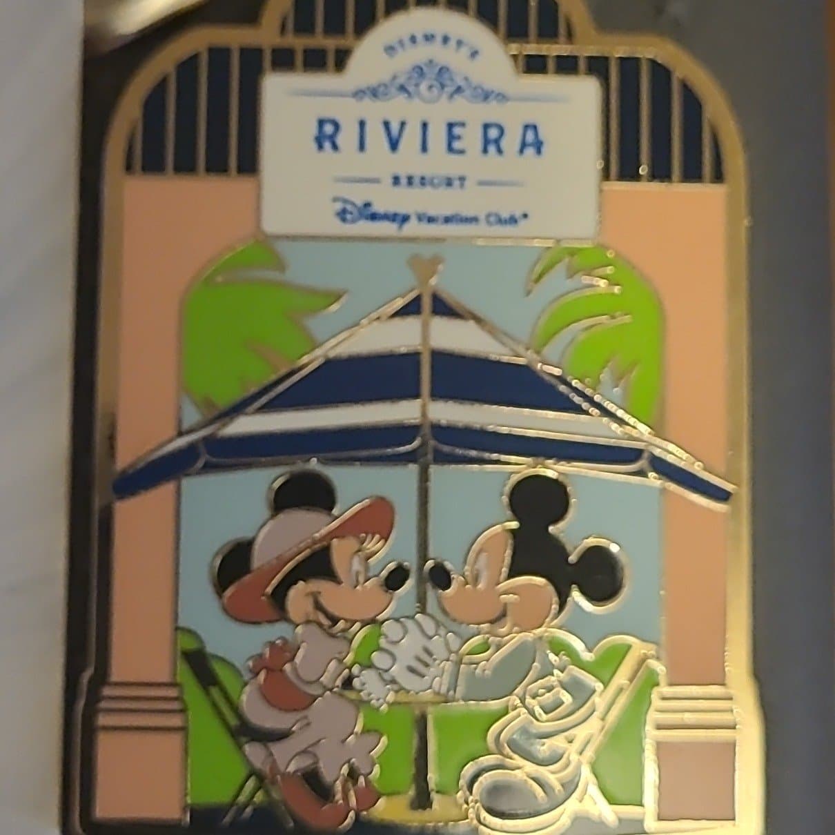Disney's Riviera Resort Mickey and Minnie Under Umbrella DVC Pin front