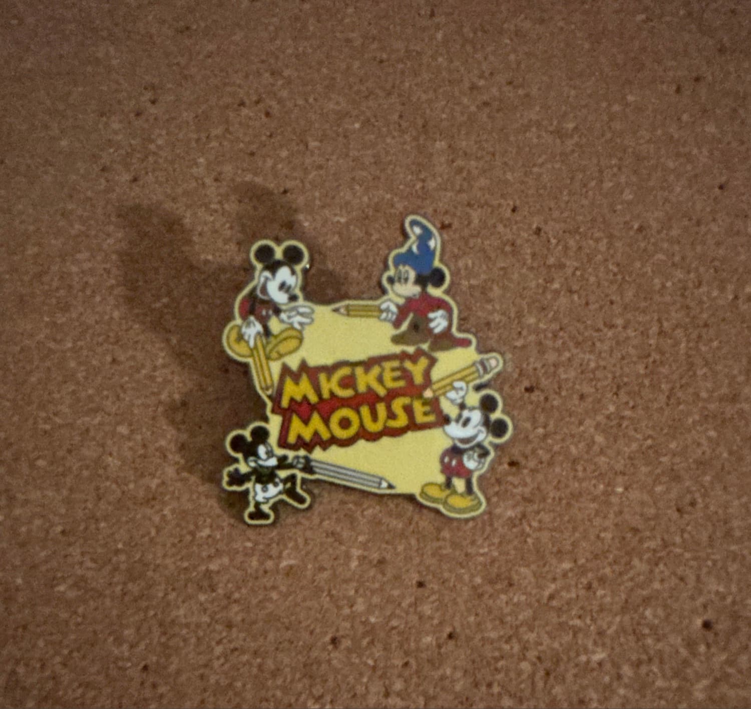 Mickey Mouse Expressions with Pencils Pin front