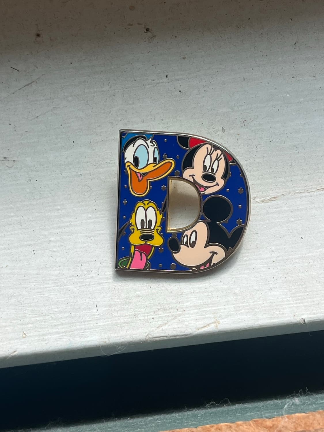 Mickey & Friends on Letter D Alphabet Pin front