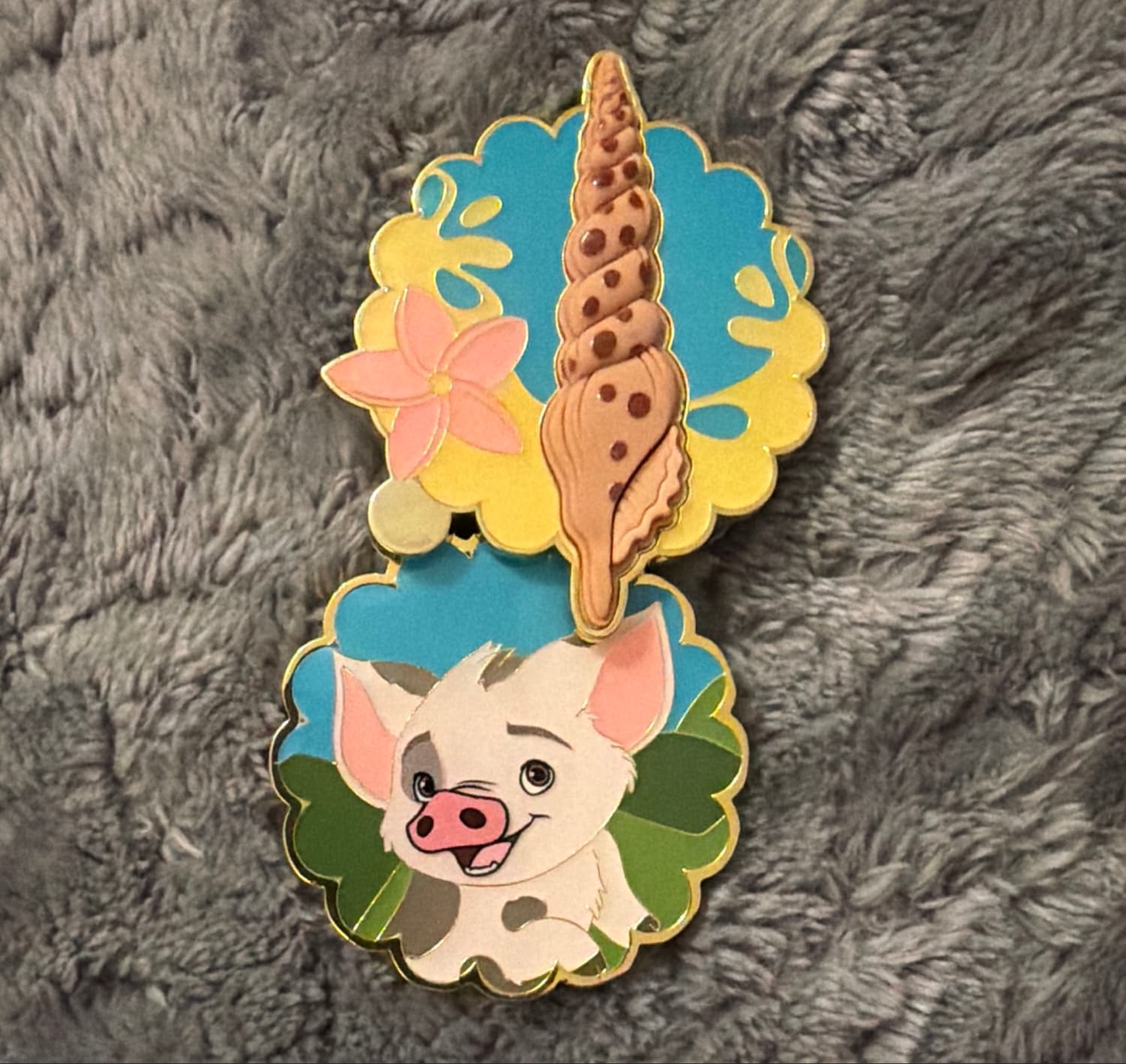 Pua with Seashell and Plumeria Flower Opening Pin