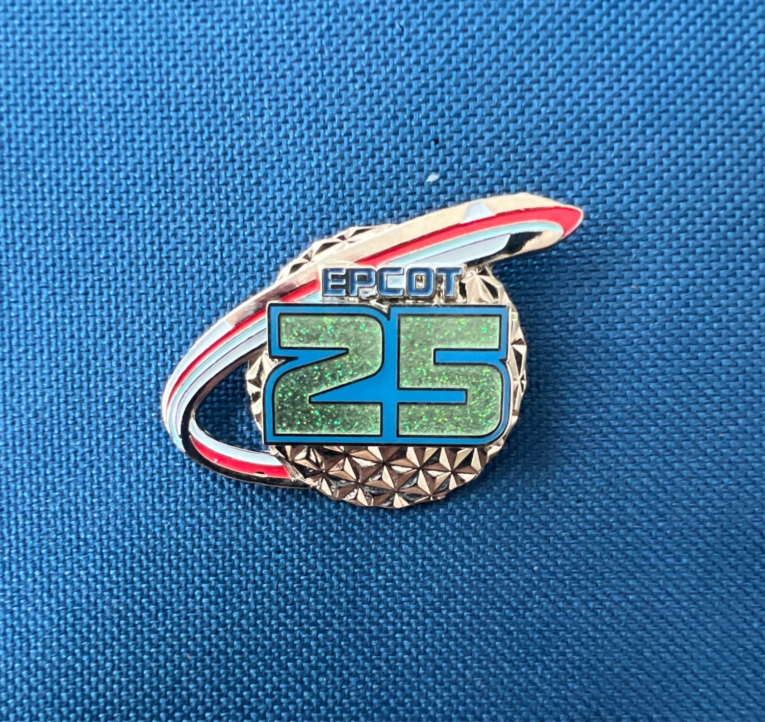 EPCOT 25th Anniversary Logo Spaceship Earth Monorail Pin front