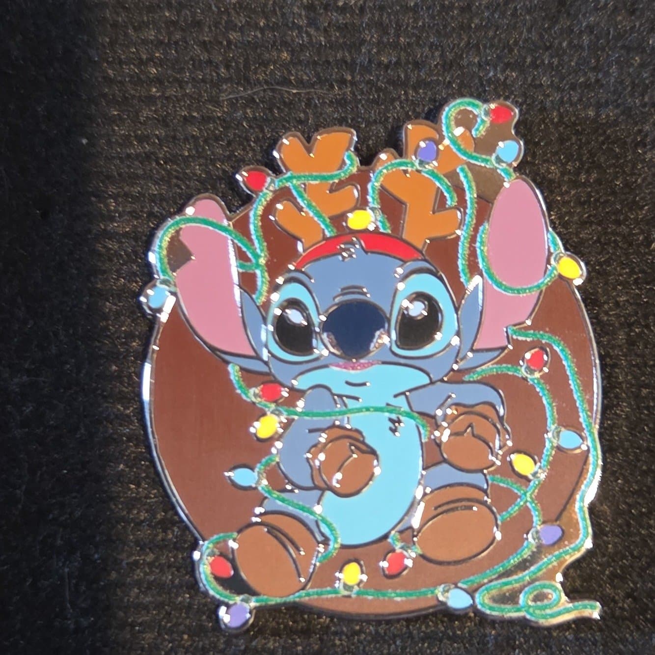 Stitch as Reindeer Tangled in Christmas Lights