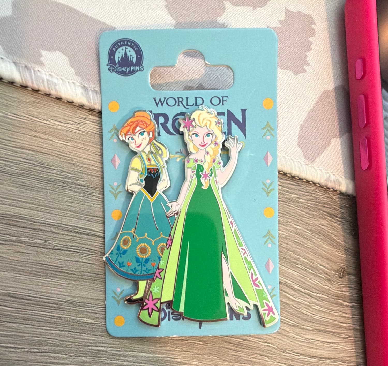 Anna and Elsa Frozen Fever Green Dress Pin front