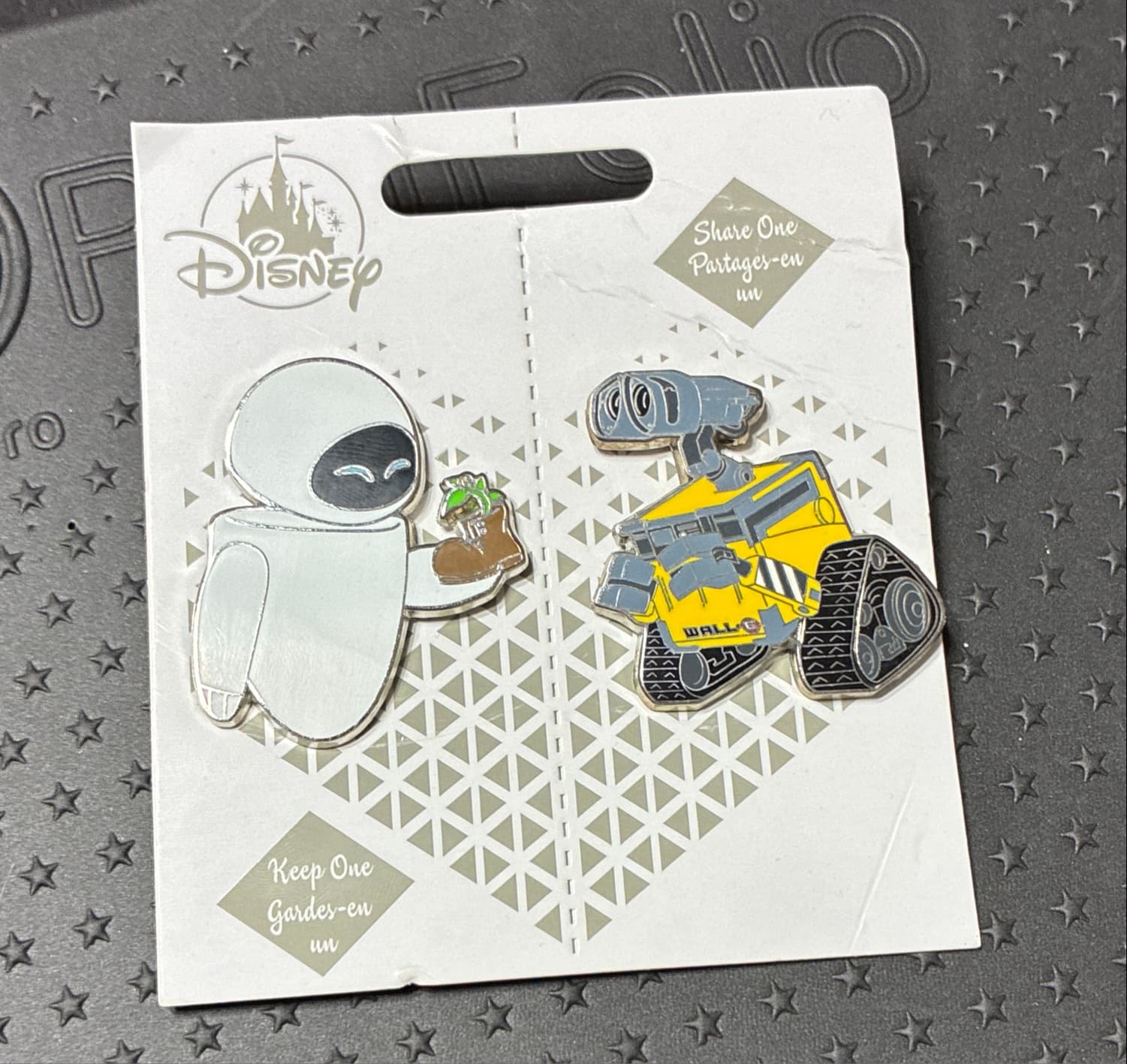WALL•E and E.V.E. Pin Set - Share One Keep One front