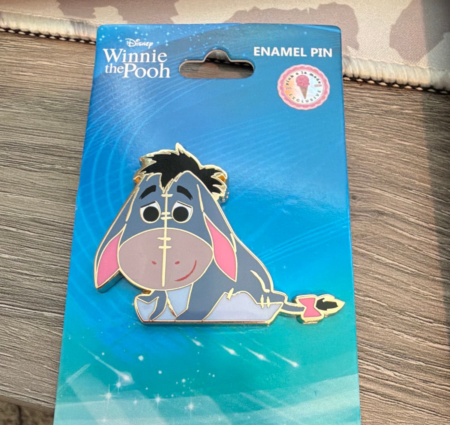 Disney Winnie the Pooh Eeyore Sitting with Detached Tail Pink a la Mode Exclusive Pin front