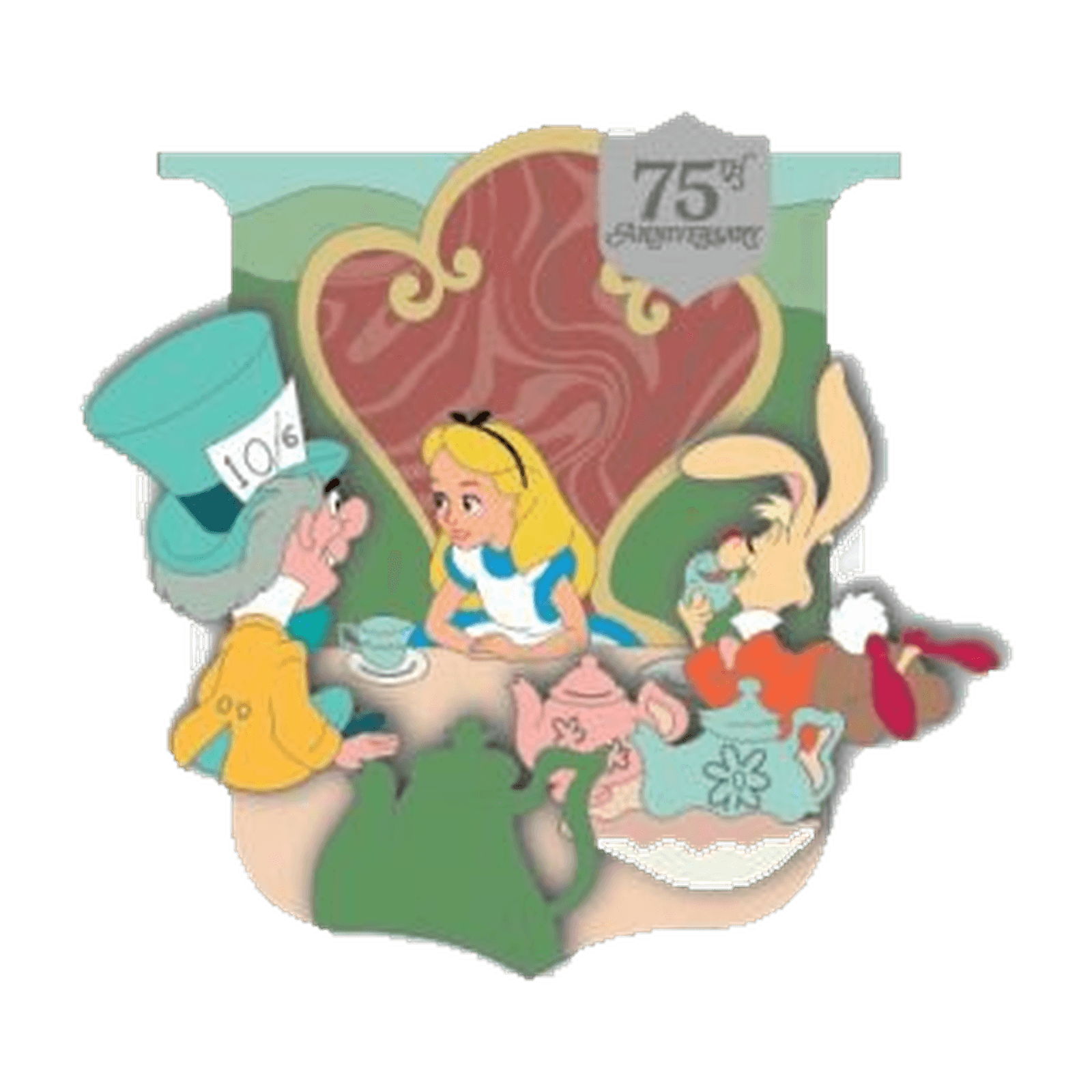 Alice, Mad Hatter & Cheshire Cat - Alice in Wonderland 75th Anniversary Pin front