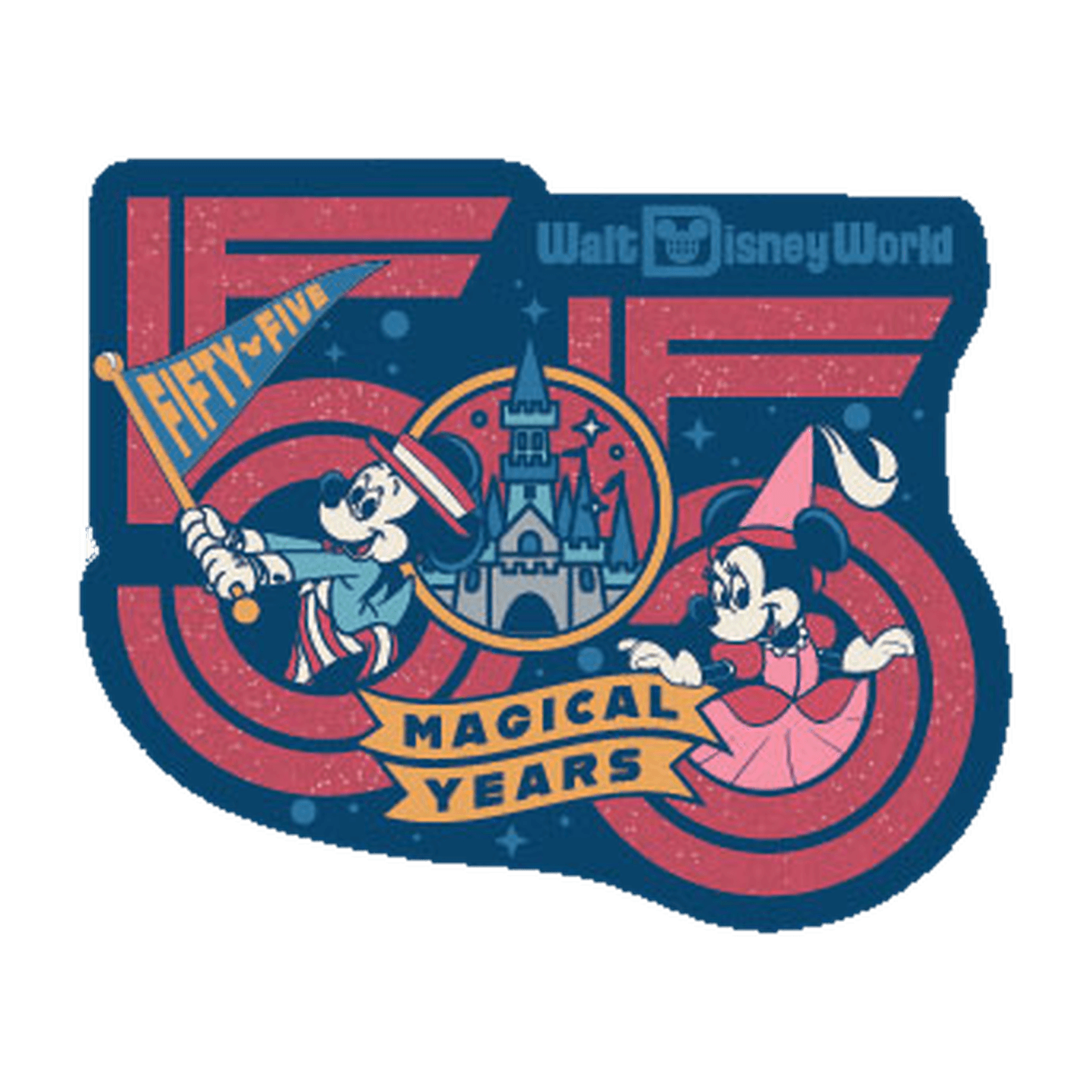 Mickey and Minnie Walt Disney World 55th Anniversary Pin front