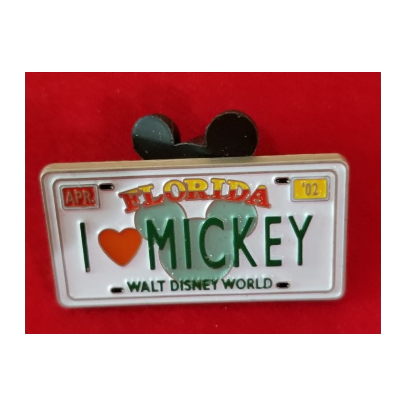 I Heart Mickey Florida License Plate, a 2002 Walt Disney World Cast Lanyard pin