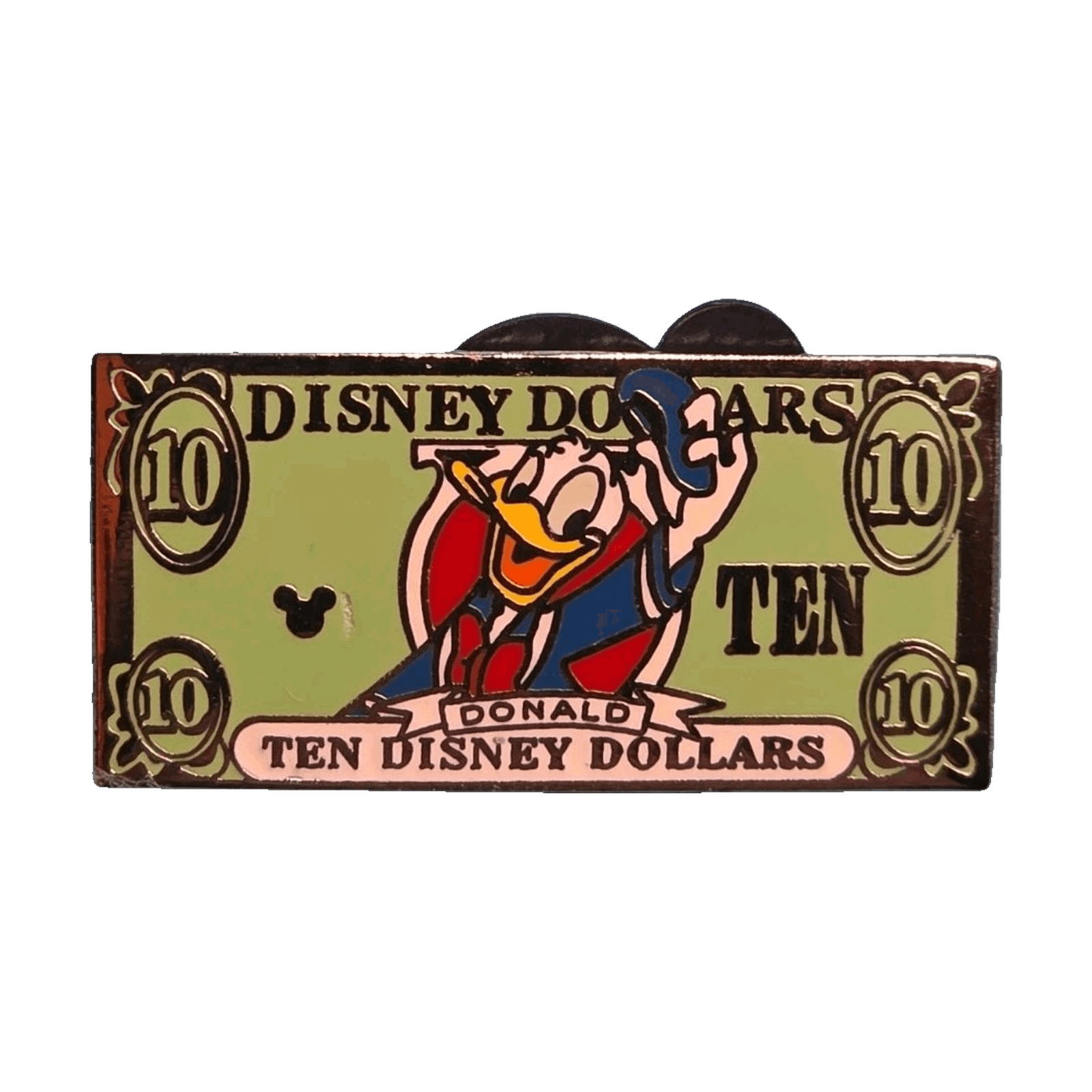 Donald Duck $10 Disney Dollar, a 2005 Walt Disney World Cast Lanyard pin