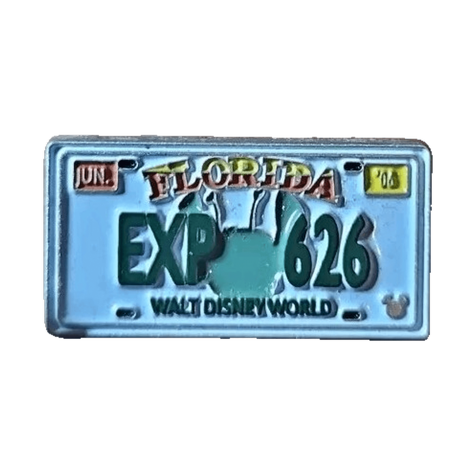 EXP 626 Florida License Plate, a 2005 Walt Disney World Cast Lanyard pin