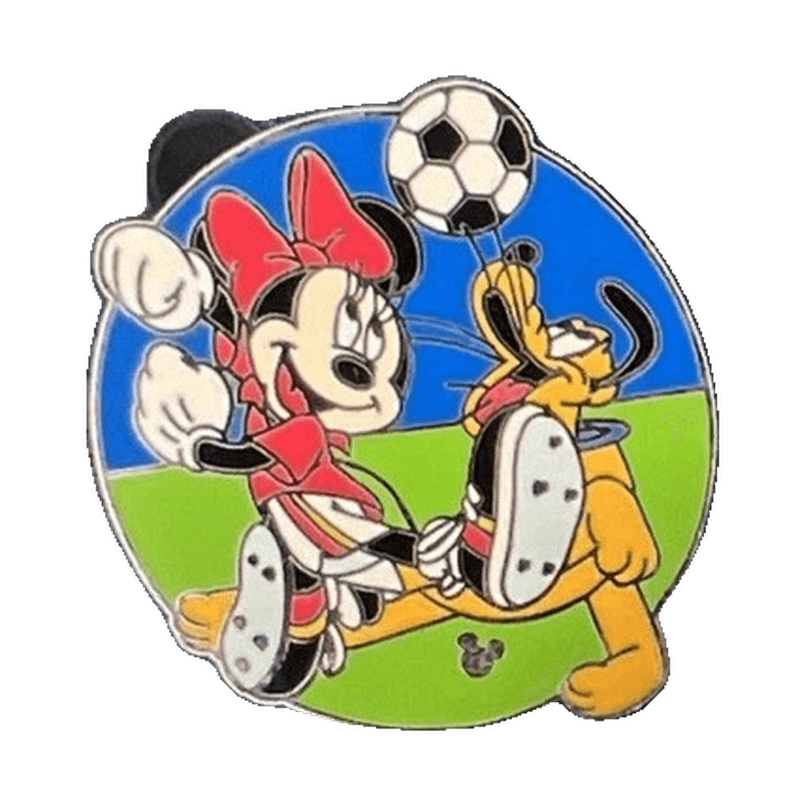 Minnie Mouse and Pluto Soccer, a 2005 Disneyland Resort Cast Lanyard pin