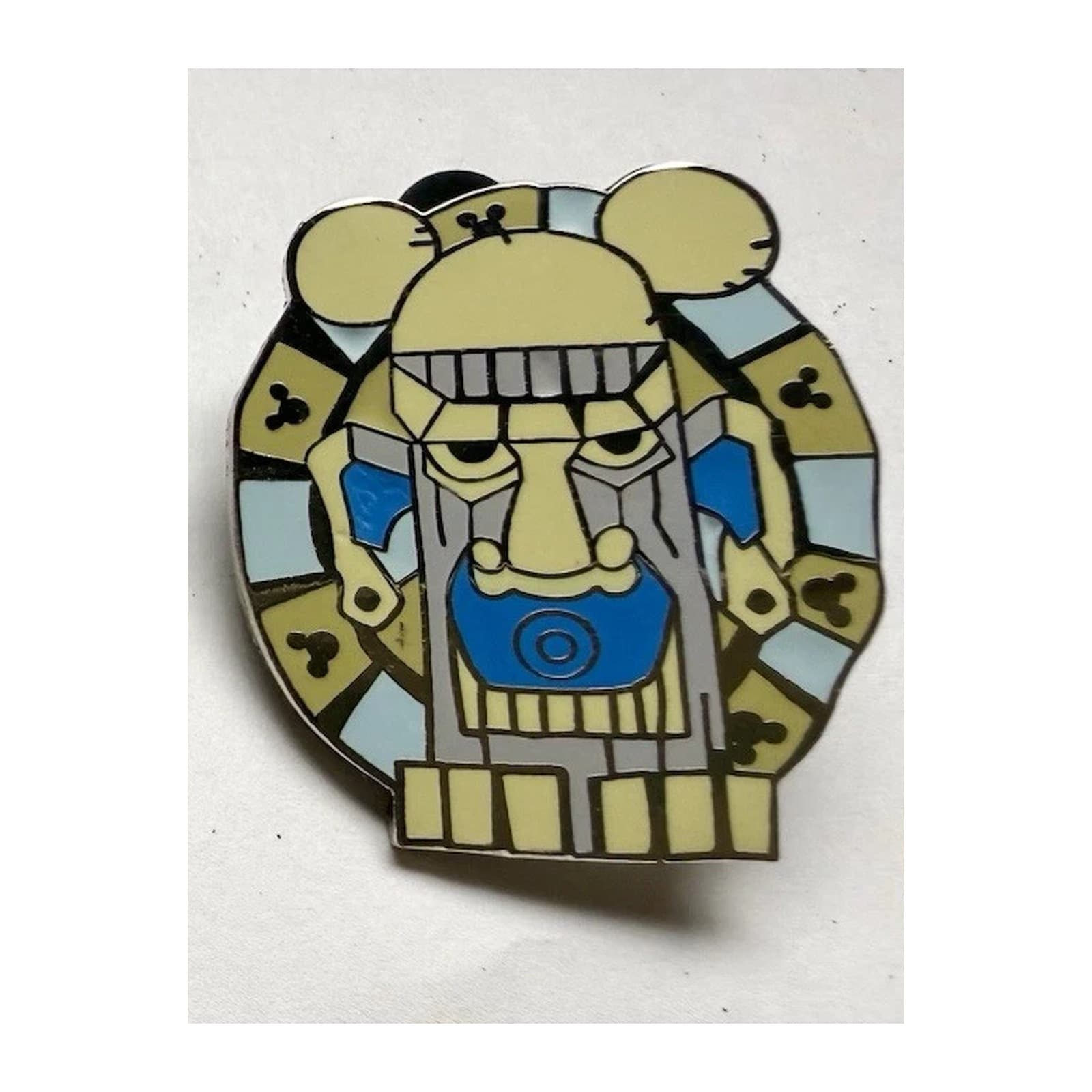 Blue and Cream Tiki Wearing Ear Hat front
