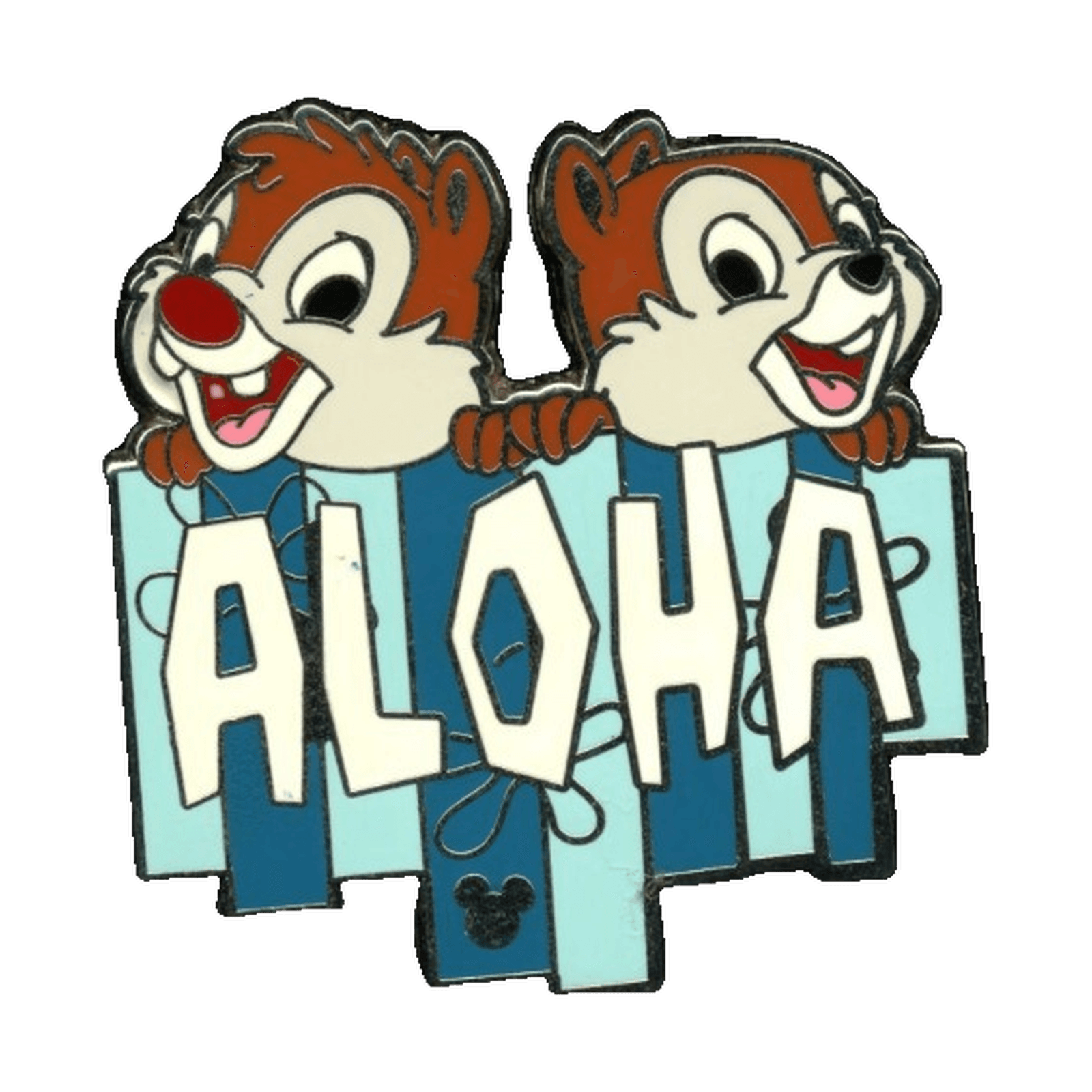 Chip and Dale with Blue Aloha Sign front