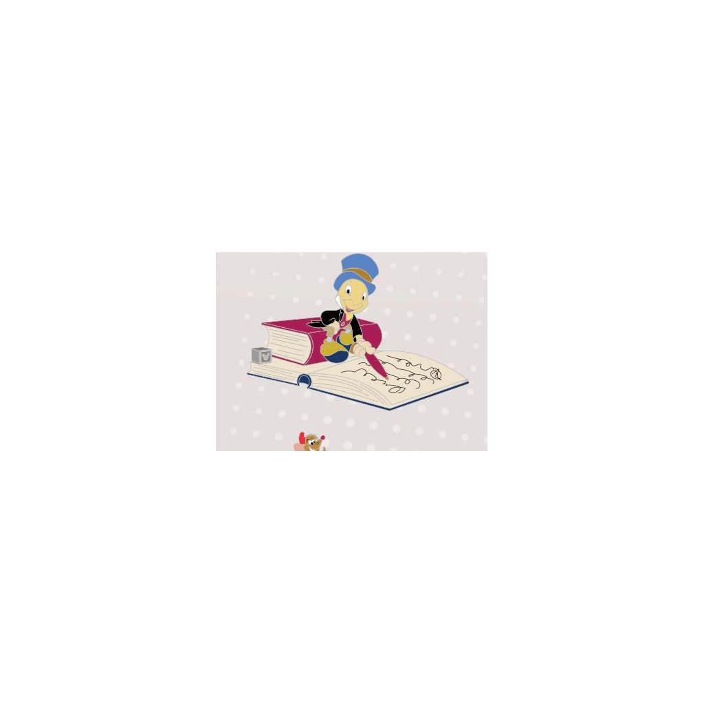 Jiminy Cricket Sitting with Books - Pin Bookshelf Framed Set