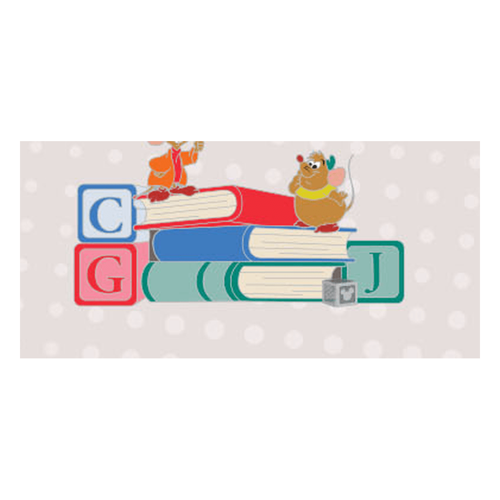 Jaq and Gus Standing on Books - Pin Bookshelf Framed Set front
