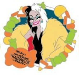 Cruella de Vil Mickey's Not-So-Scary Halloween Party 2026 Mystery Pin front