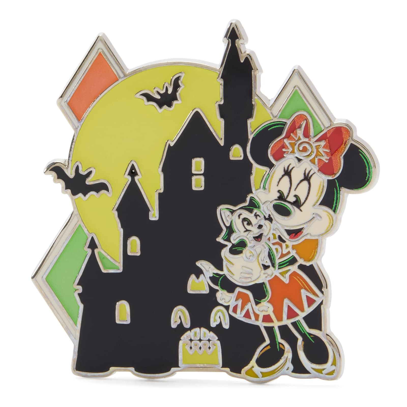 Minnie Mouse and Figaro Glow-in-the-Dark “Happy Halloween” Pin front