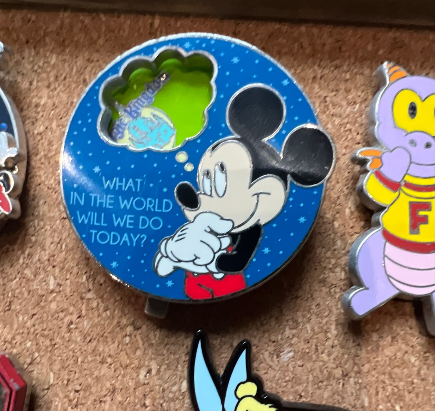 Disney WHAT IN THE WORLD WILL WE DO TODAY - MICKEY MOUSE Spinner Pin