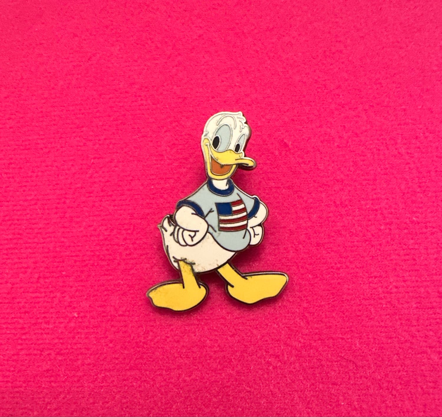 Donald Duck Wearing American Flag T-Shirt Pin
