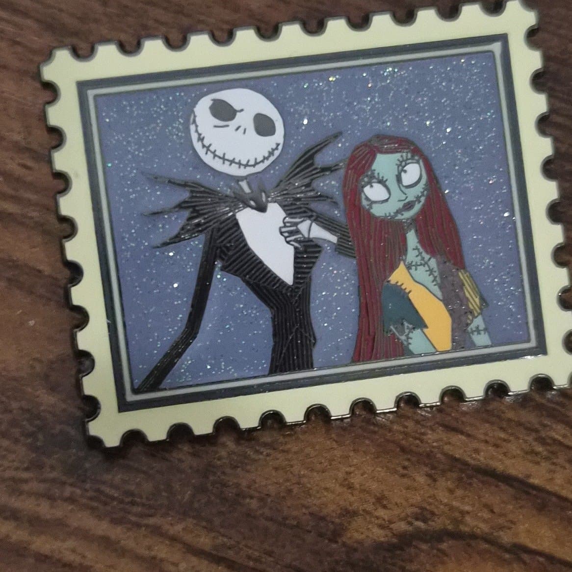 The Nightmare Before Christmas Jack & Sally Character Stamp Pin