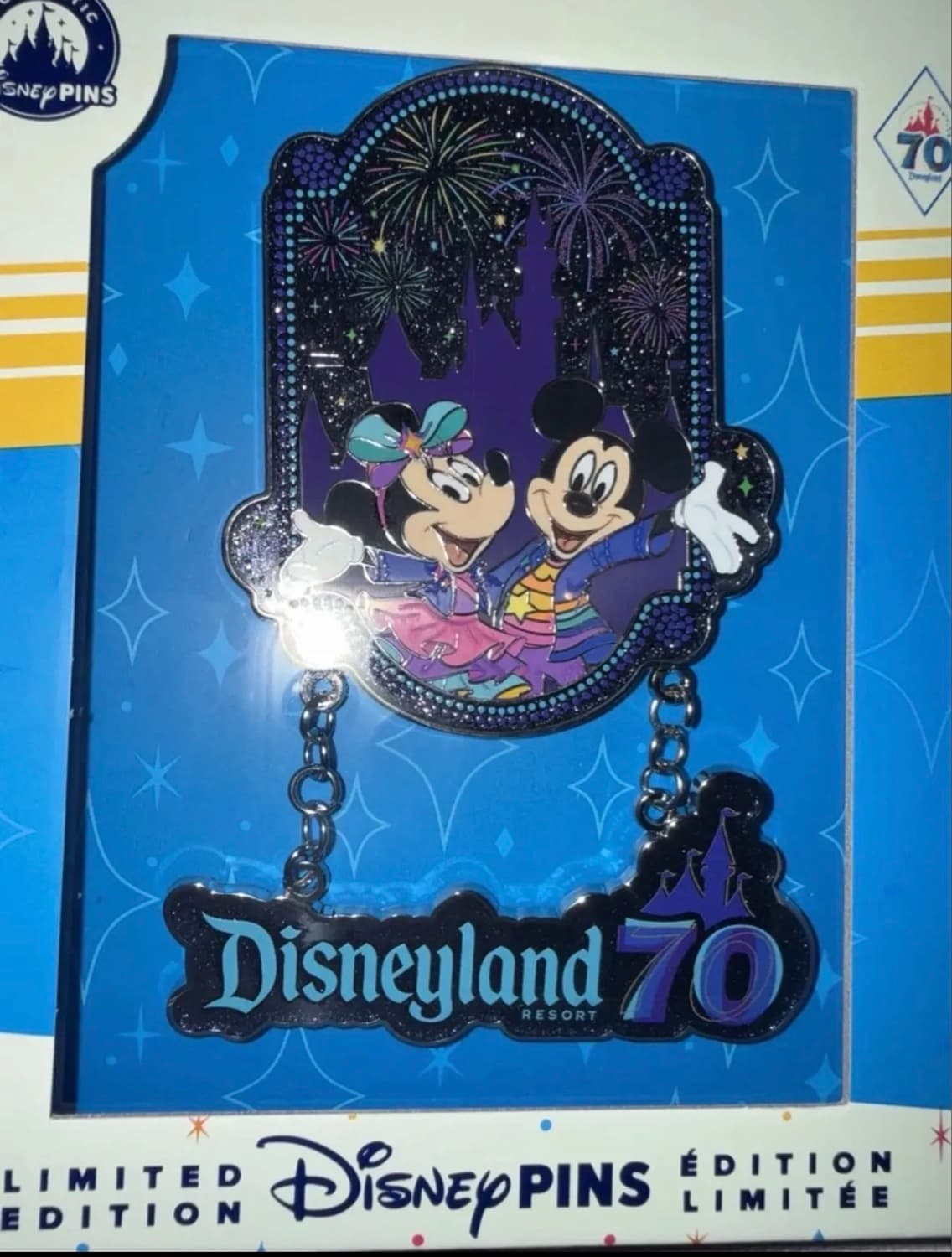 Disneyland 70th Mickey Minnie Mini Jumbo Dangle Pin