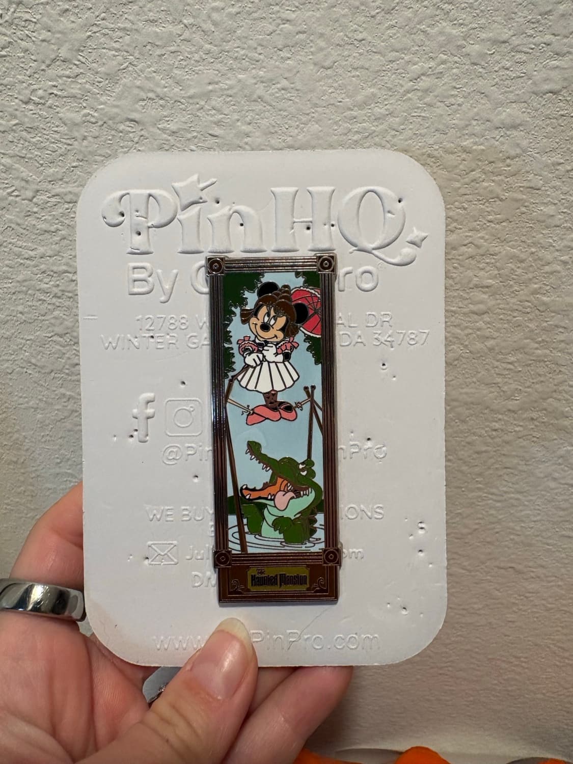 Minnie Mouse On Tightrope Haunted Mansion Pin front