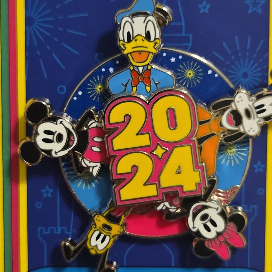 Disney Parks 2024 Celebration Mickey Minnie Goofy Donald Pluto Pin front