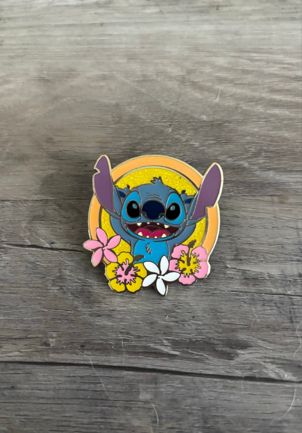 Lilo & Stitch Stitch Floral Frame Glitter Enamel Pin