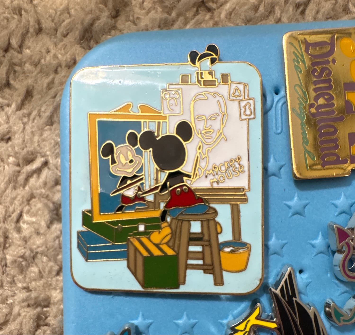 Walt Disney Mickey Mouse Norman Rockwell Triple Self Portrait Pin