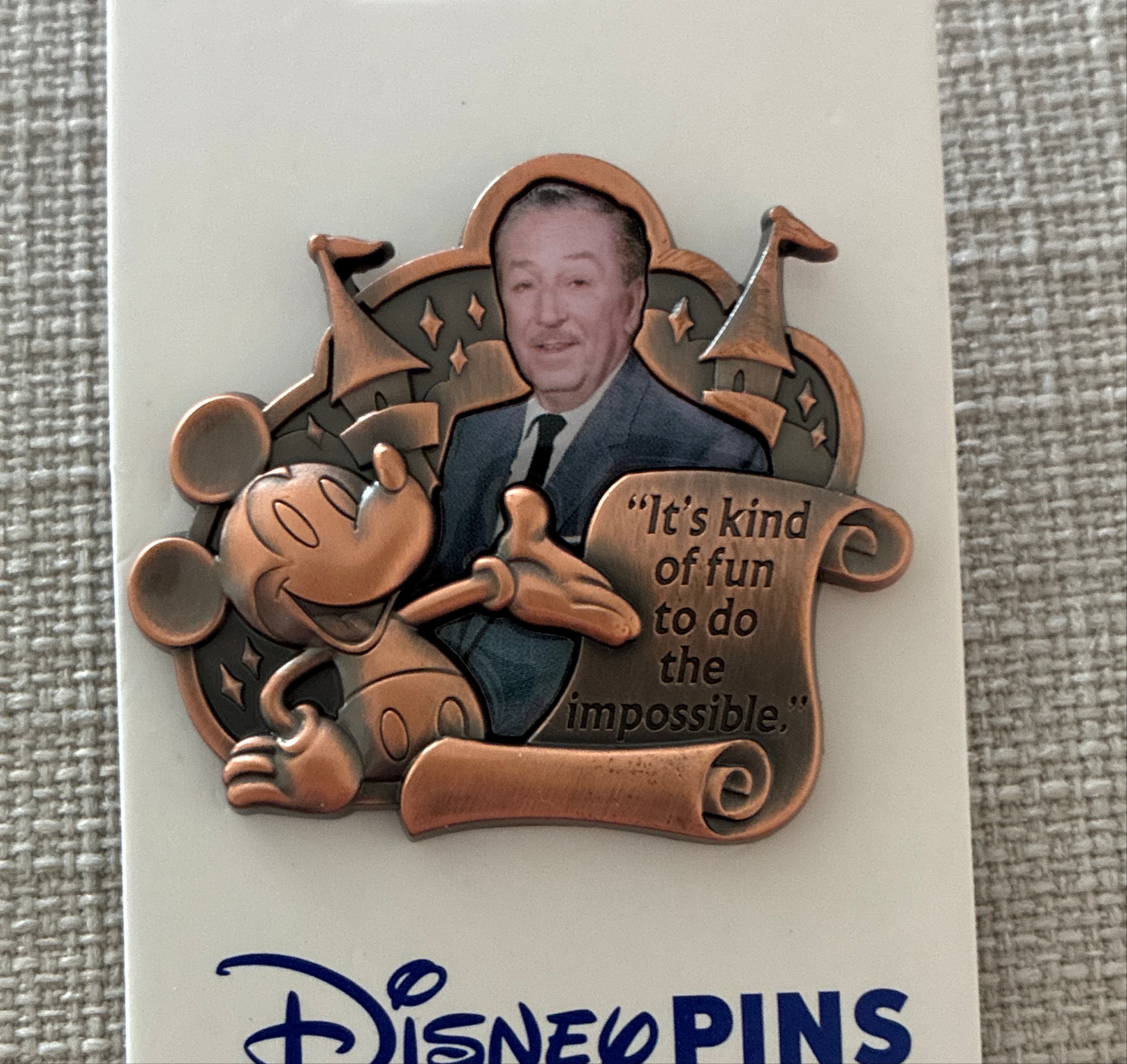 Walt Disney and Mickey Mouse 'It's Kind of Fun to Do the Impossible' Pin