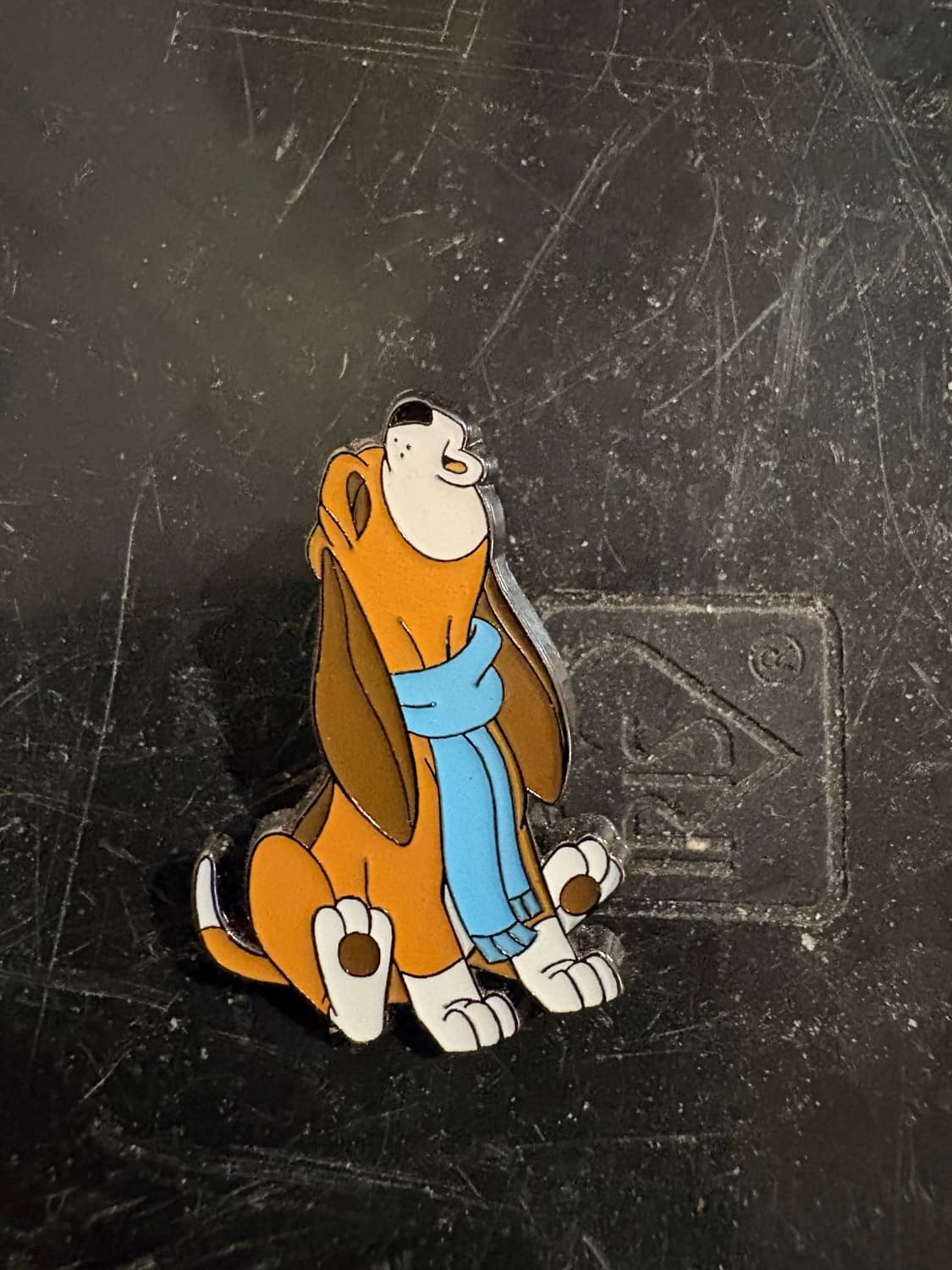 LOUNGEFLY DISNEY WINTER WONDERLAND Classic Characters Copper Blue Scarf Pin