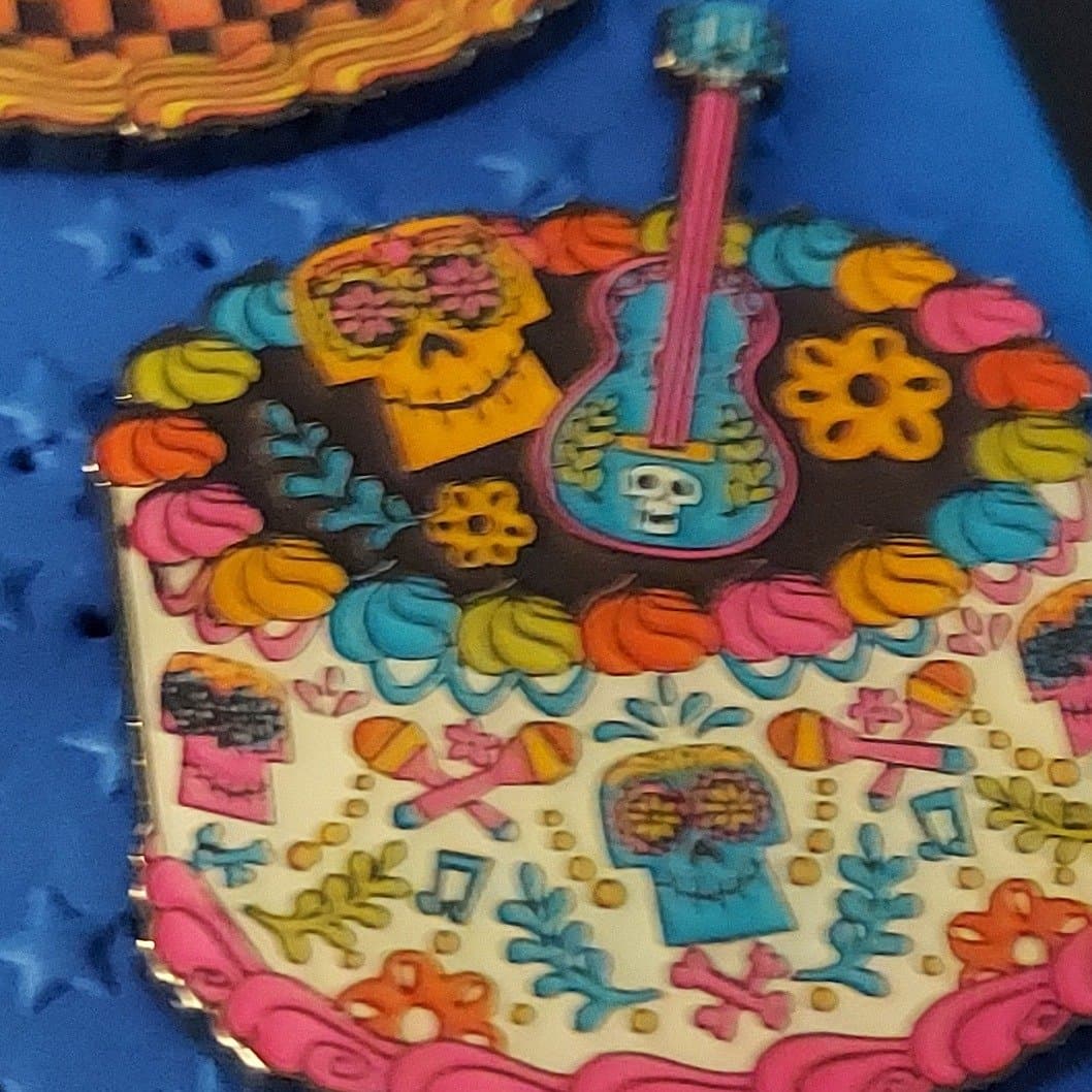 Disney Parks Coco Sugar Skull Day of the Dead Guitar Flowers Pin