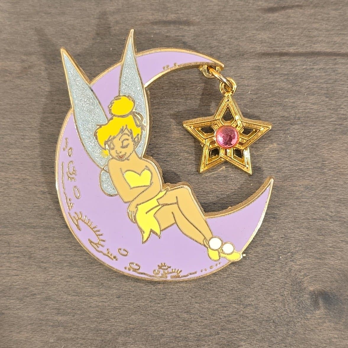 Tinker Bell on Pastel Purple Moon with Dangling Star front