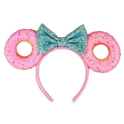 Donut Pink Icing Blue Bow Minnie Mouse Ear Headband