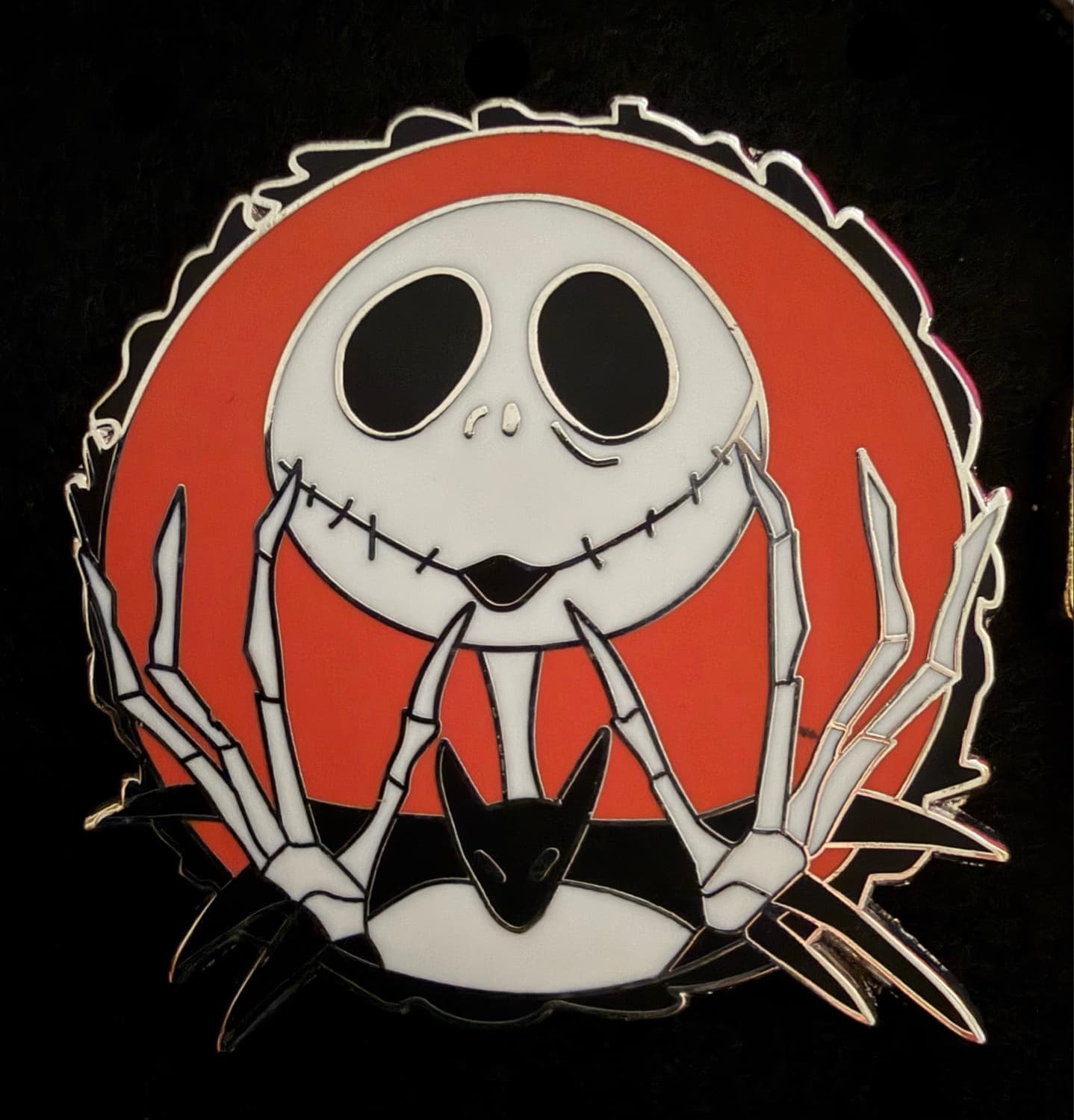 JACK SKELLINGTON SMILE FACE Bat Tie Orange Round front