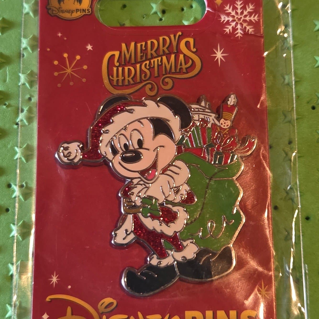 Santa Mickey Mouse Merry Christmas 2025 Pin front