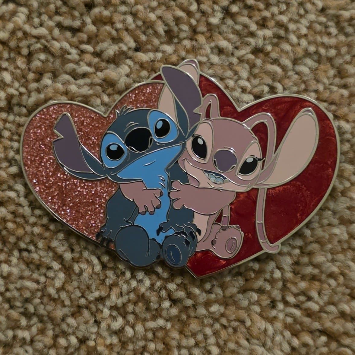 Stitch and Angel Heart in Hearts front