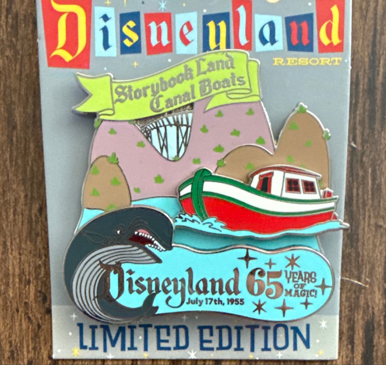 Disneyland 65th Anniversary Storybook Land Canal Boats Monstro Pin