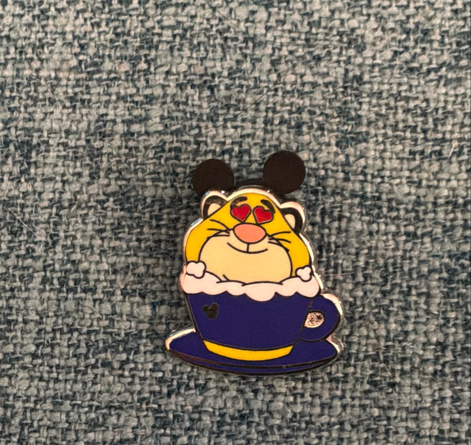 Tigger in Teacup with Mickey Ears and Heart Eyes Pin front