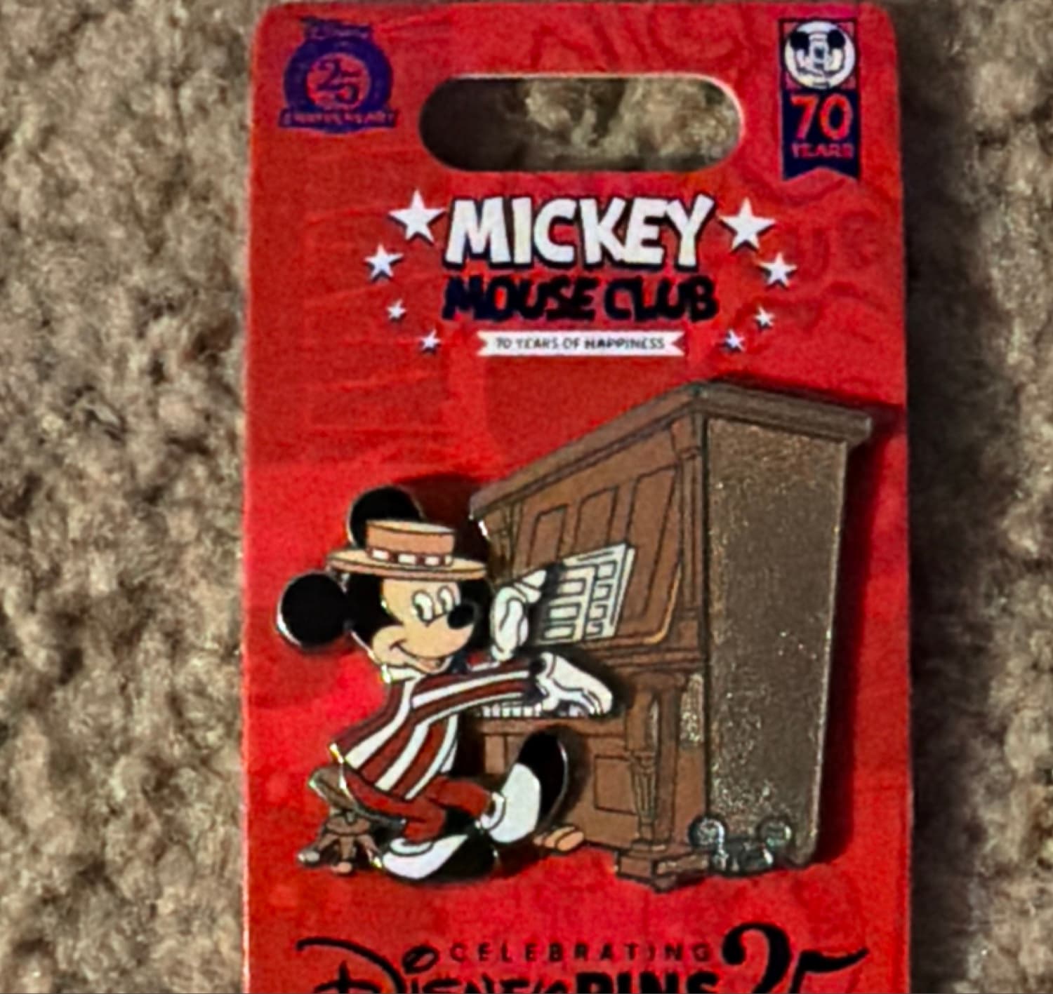 Mickey Mouse Club 70th Anniversary - Mickey on Piano Pin front