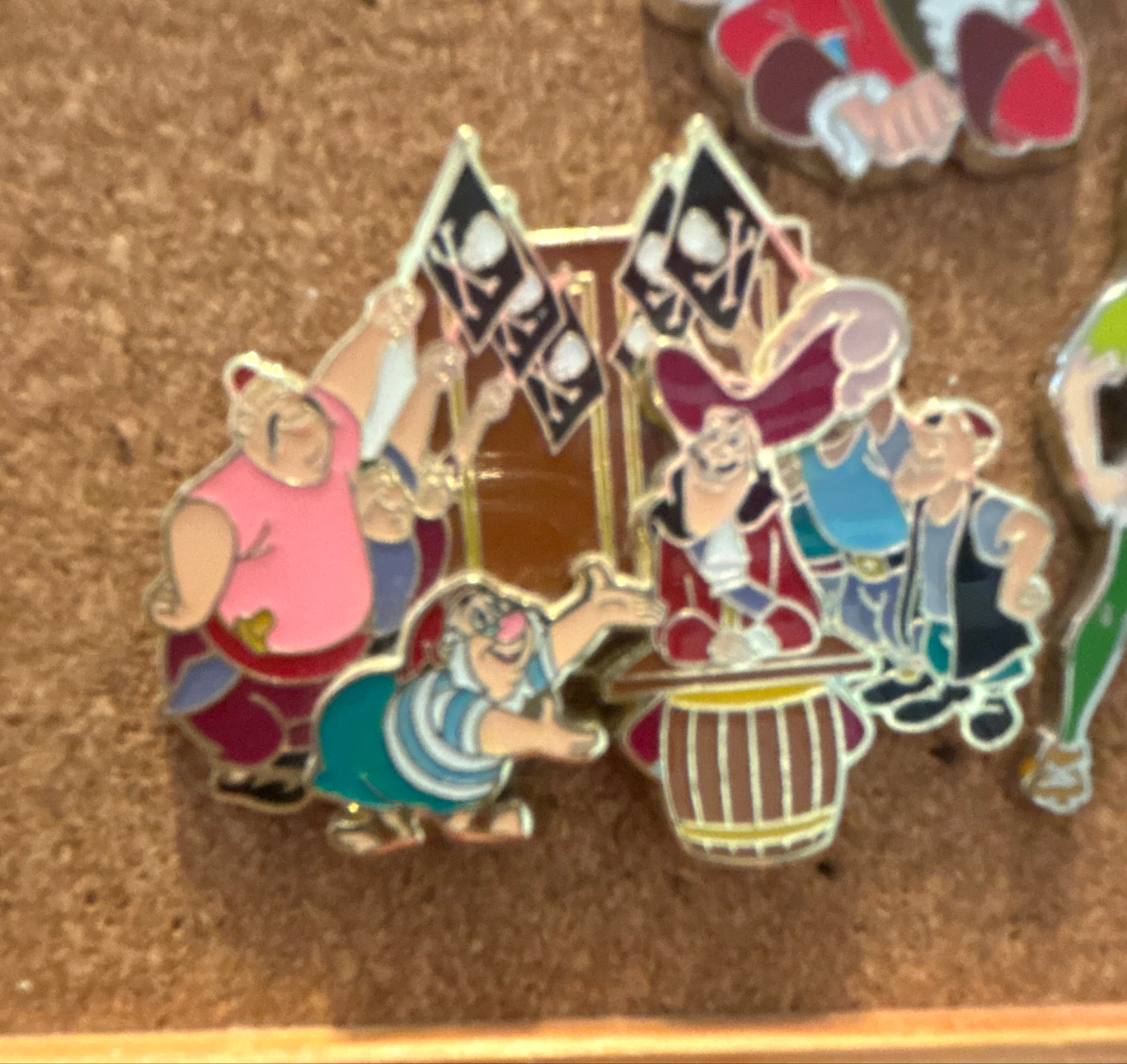 Captain Hook, Mr Smee & Pirates w/ Jolly Roger Flags - Peter Pan