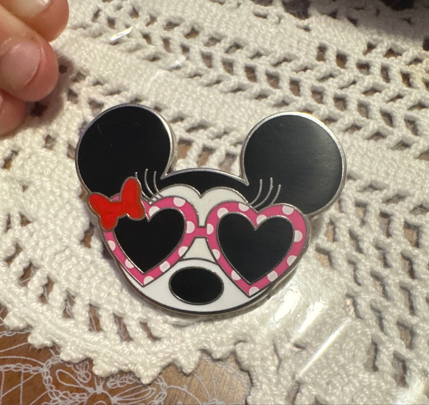 Minnie Mouse Wearing Heart Shaped Polka Dot Sunglasses