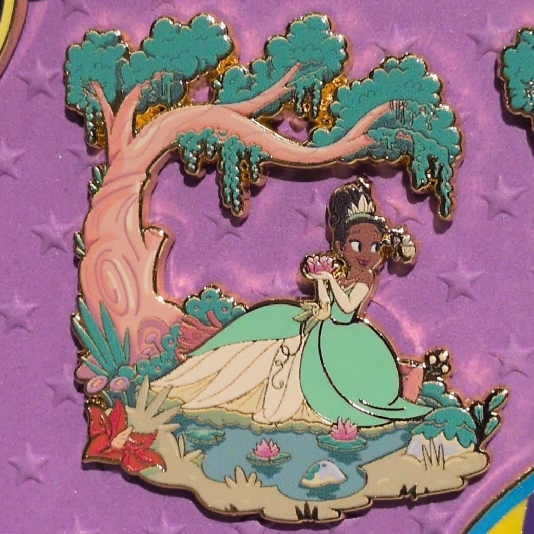 Princess Tiana Sitting with Lotus Flower by Tree and Pond Pin