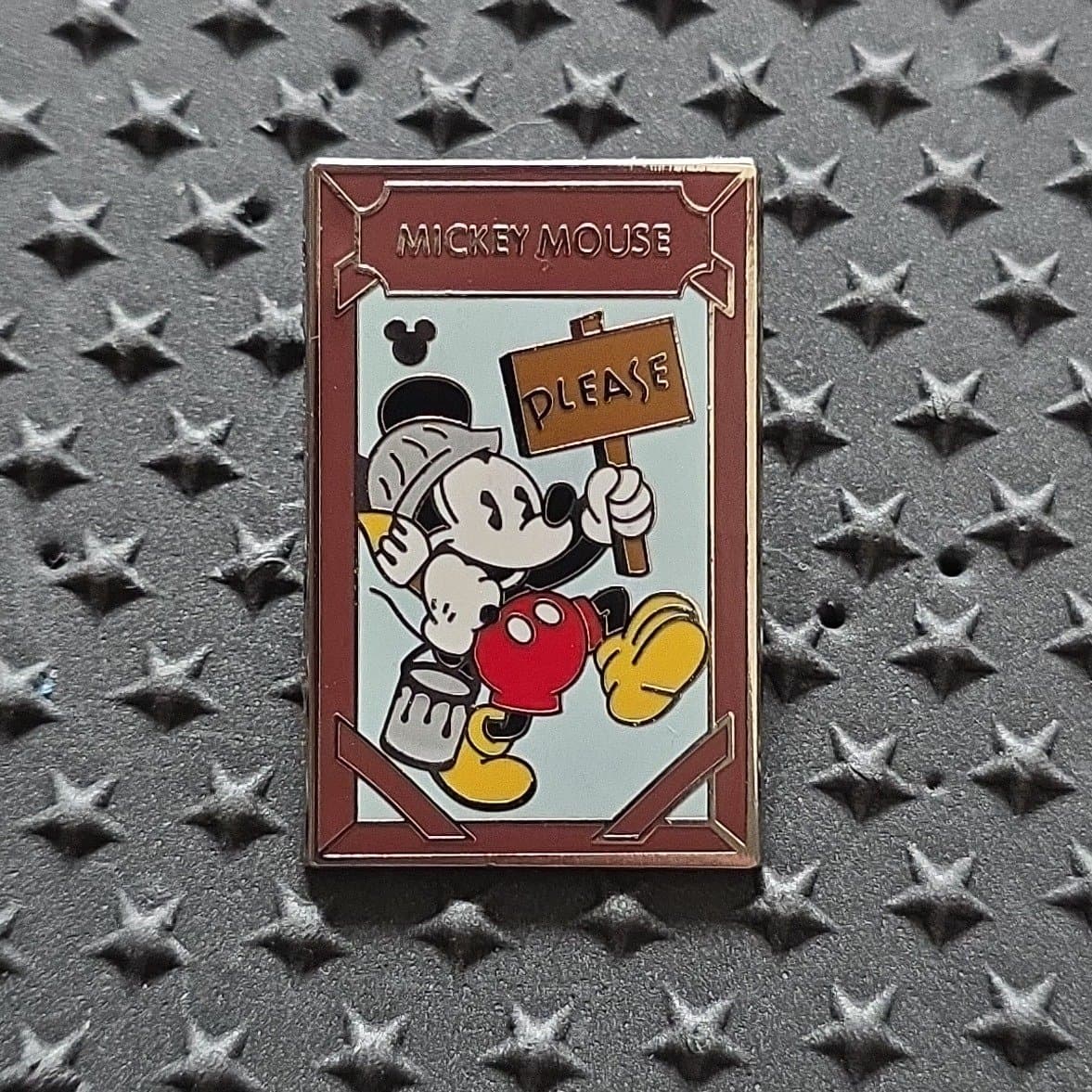 Mickey Mouse Knight Holding 'Please' Sign Hidden Mickey Pin