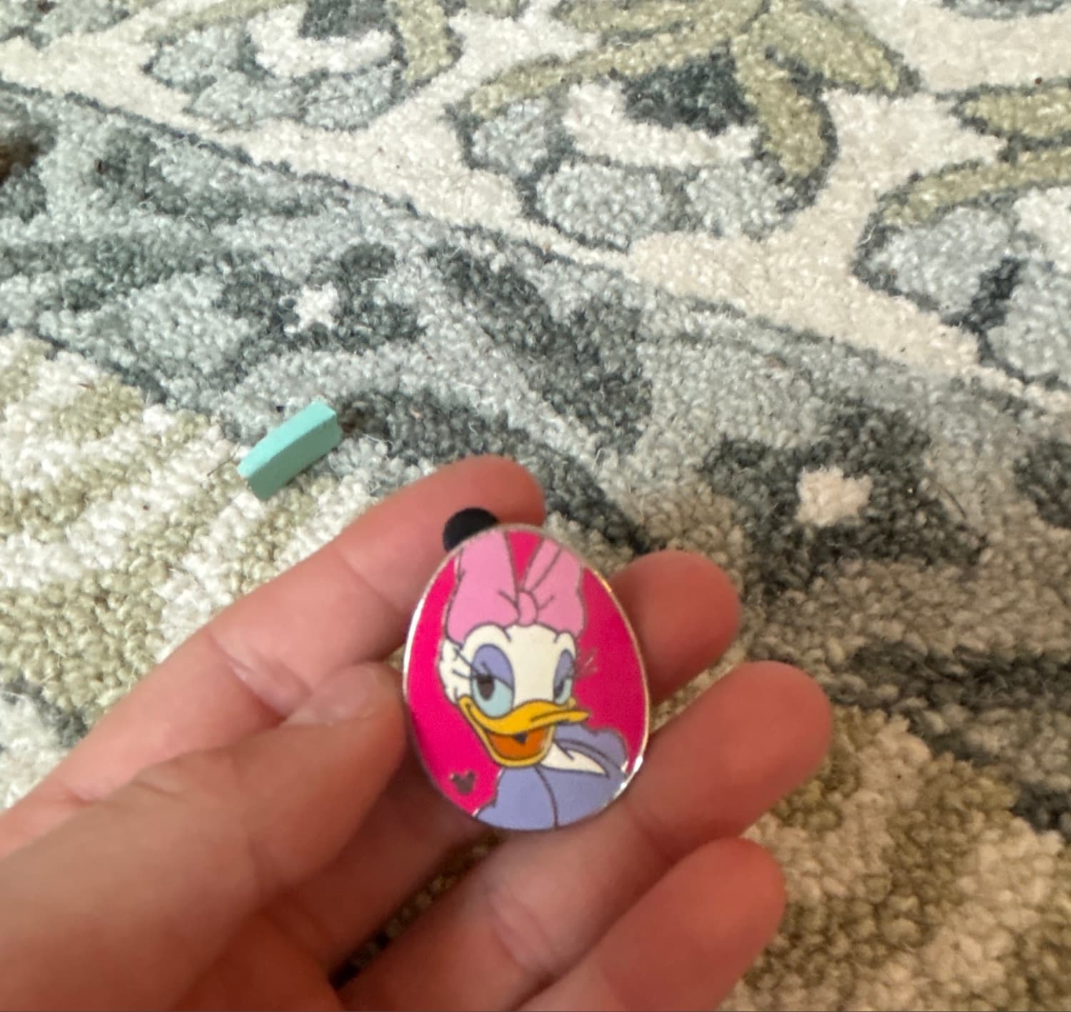 Daisy Duck Pink Egg Oval Hidden Mickey Pin front