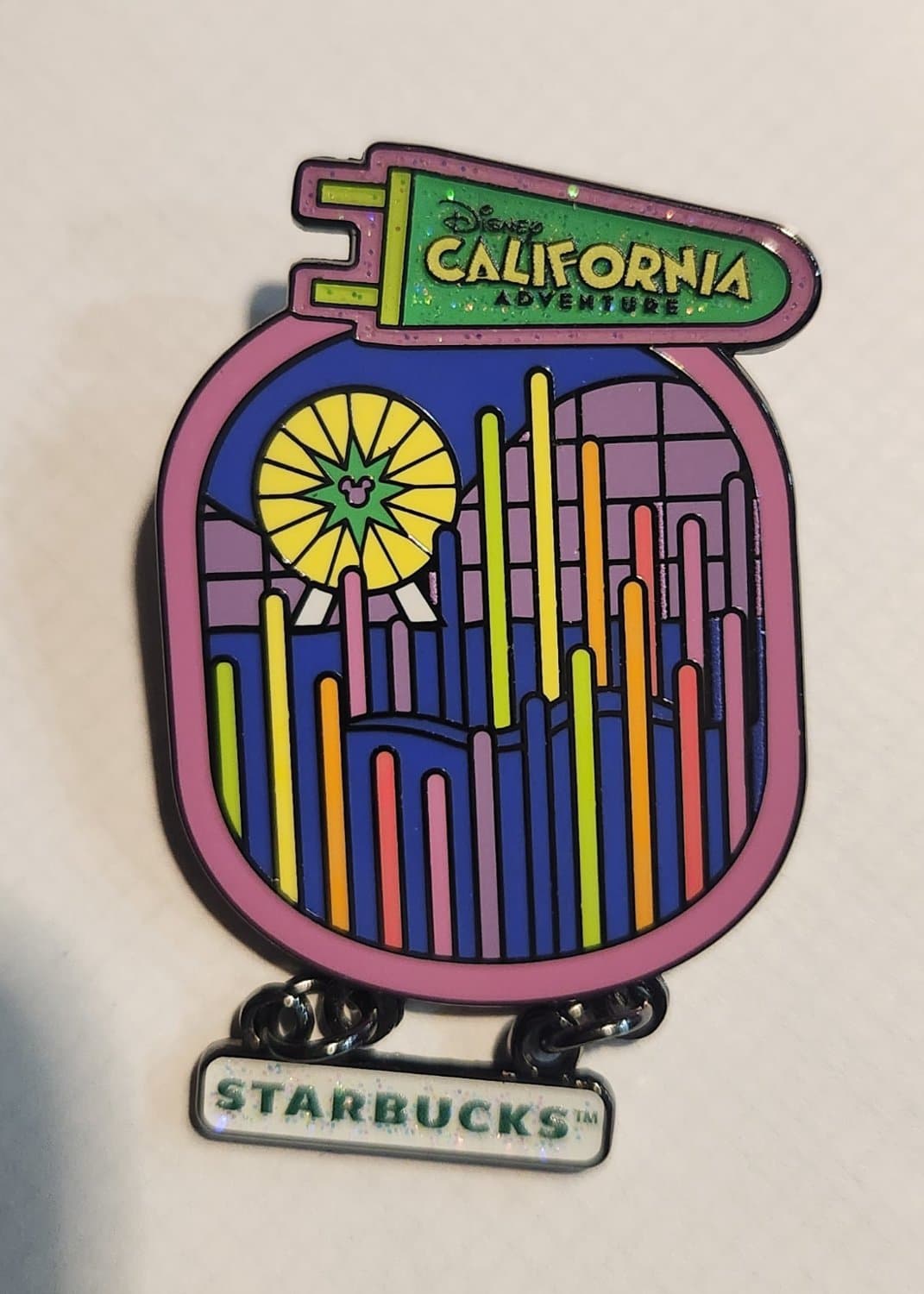 Disney California Adventure Starbucks Discovery Series Pin with Dangle- World of Color